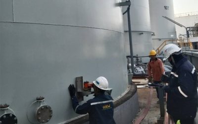 ตรวจสอบปริมาตรถังบรรจุน้ำมัน ณ คลังน้ำมันพระประแดง จังหวัดสมุทรปราการ