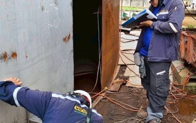 ตรวจสอบปริมาตรความจุของถังบรรจุสุรา  ณ โรงสุรา จังหวัดกาญจนบุรี