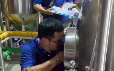 ตรวจสอบปริมาตรความจุ ถังบรรจุผลิตภัณฑ์เบียร์ ร่วมกับเจ้าหน้าที่กรมสรรพสามิต ณ โรงเบียร์กรุงเทพมหานคร